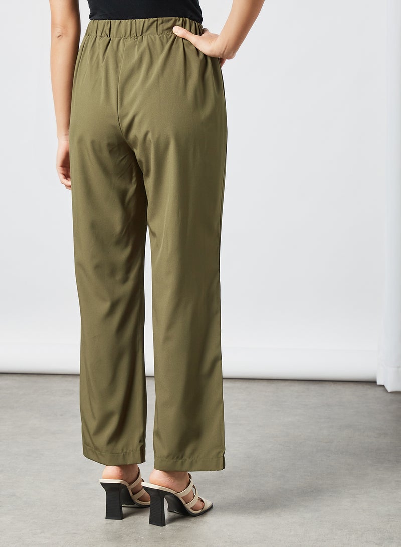 RAHA - Comfortable Elastic Waist Modest Pants Green - Image 1