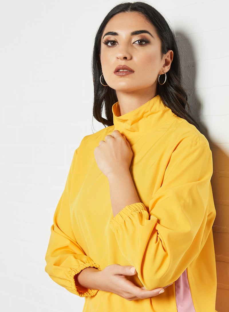 RAHA - Turtleneck Long Sleeves with Side Tape Modest Top Yellow - Image 1