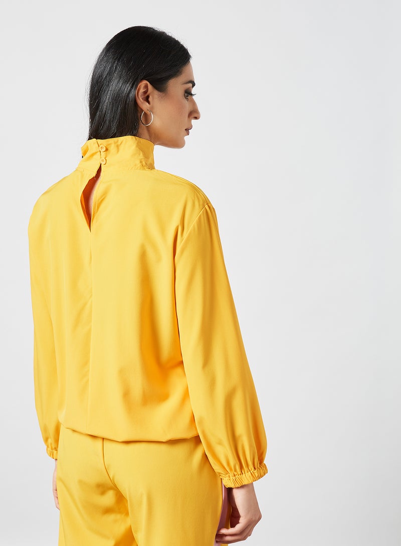 RAHA - Turtleneck Long Sleeves with Side Tape Modest Top Yellow - Image 1