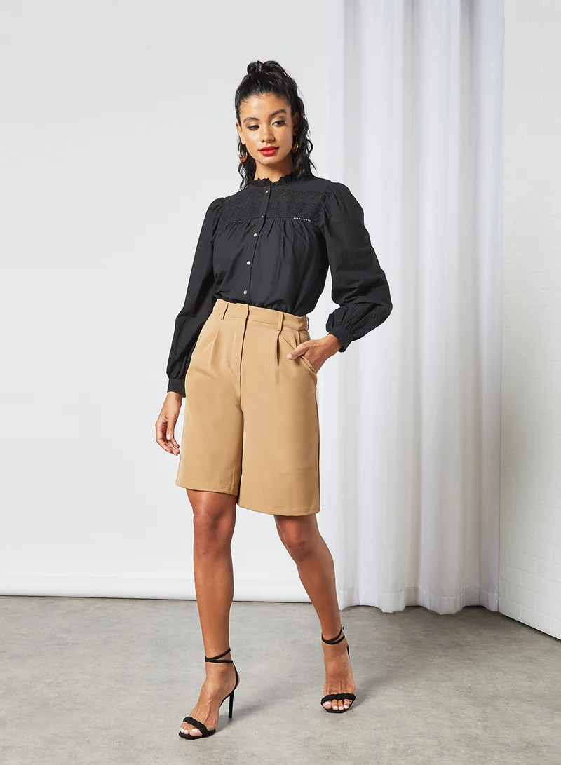 VERO MODA Embroidered Detail Shirt Black