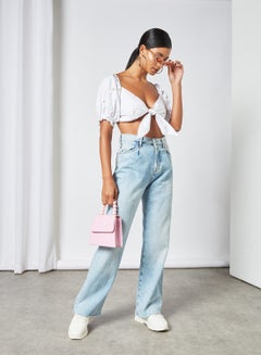 Charlie Holiday. Floral Detail Tie Top White  - Image 3
