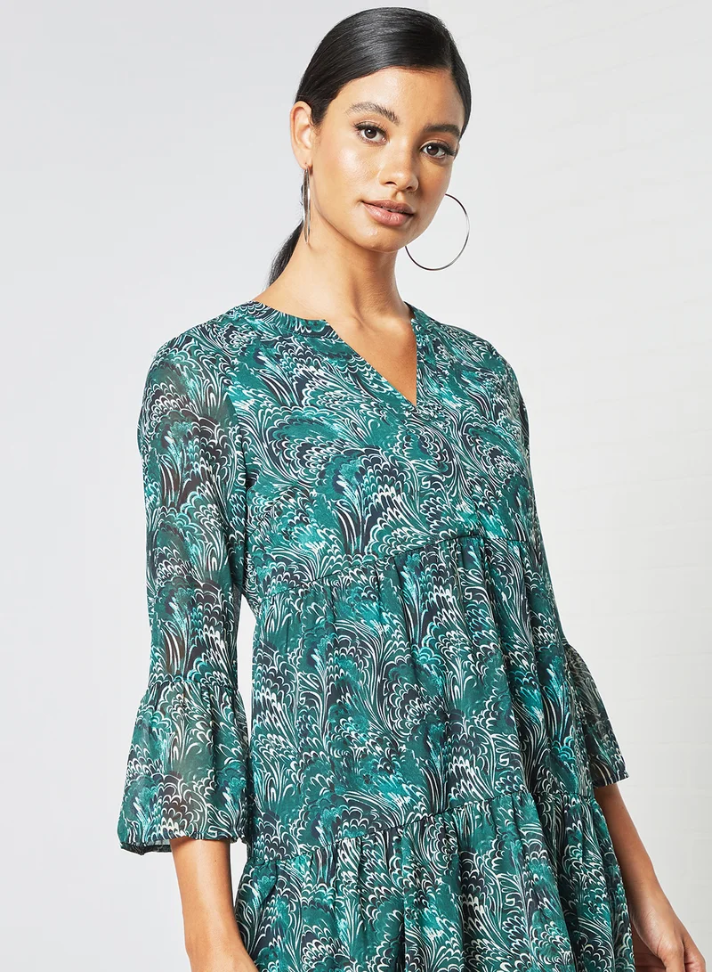 VERO MODA Printed Mini Dress Green