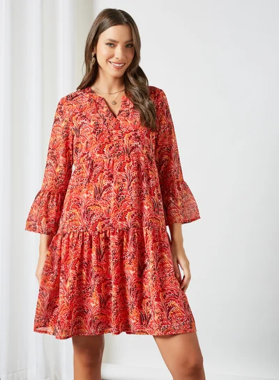 VERO MODA Printed Mini Dress Red