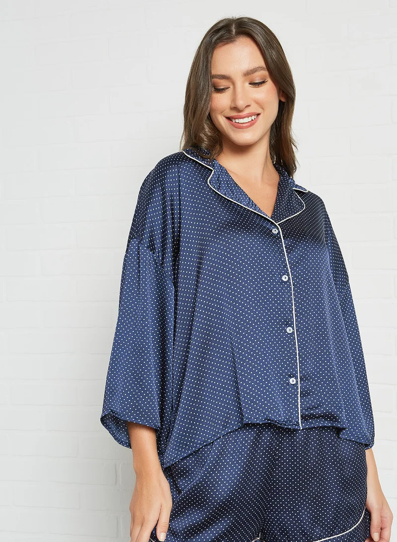 VERO MODA Dot Print Pyjama Set Navy