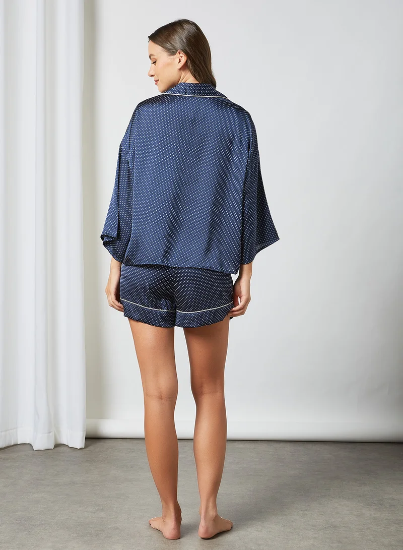 VERO MODA Dot Print Pyjama Set Navy