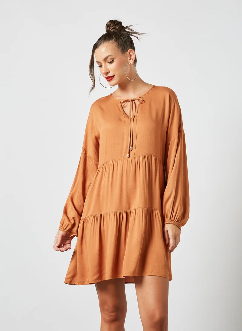 LABEL RAIL Tie-Up Neckline Dress