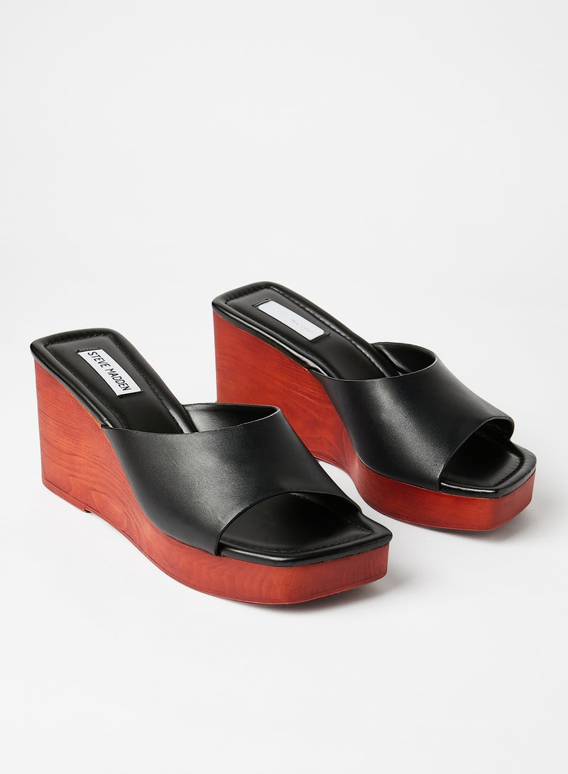 STEVE MADDEN - Sabrene Wedge Sandals Black - Image 1