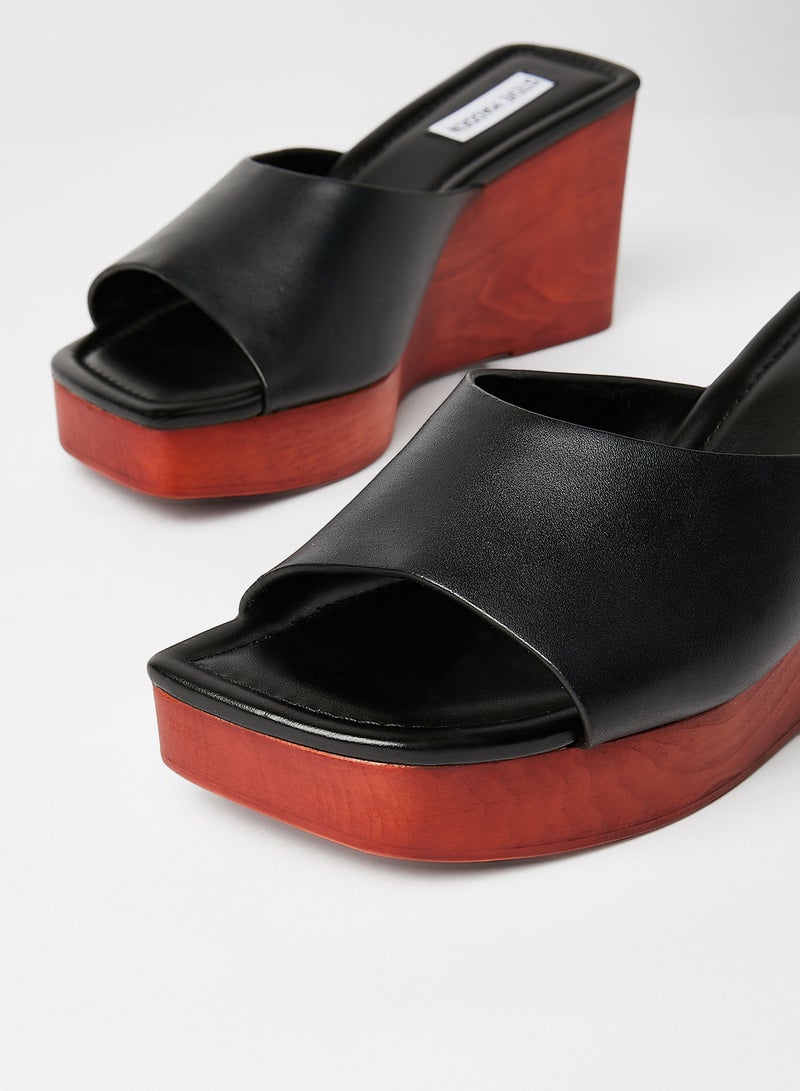 STEVE MADDEN - Sabrene Wedge Sandals Black - Image 1