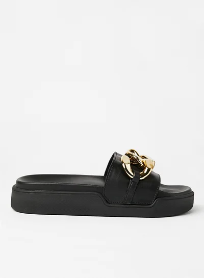 STEVE MADDEN Chunky Link Slides Black