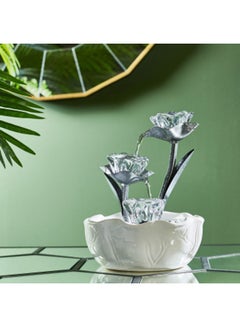 Decorative Table Fountain with LED Lighting White 27cm