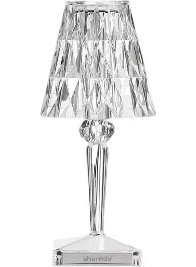 Sharpdo - 3-Way Touch Control Crystal Table Lamp With Dual USB Charging Ports Transparent 260x86ml - Image 1