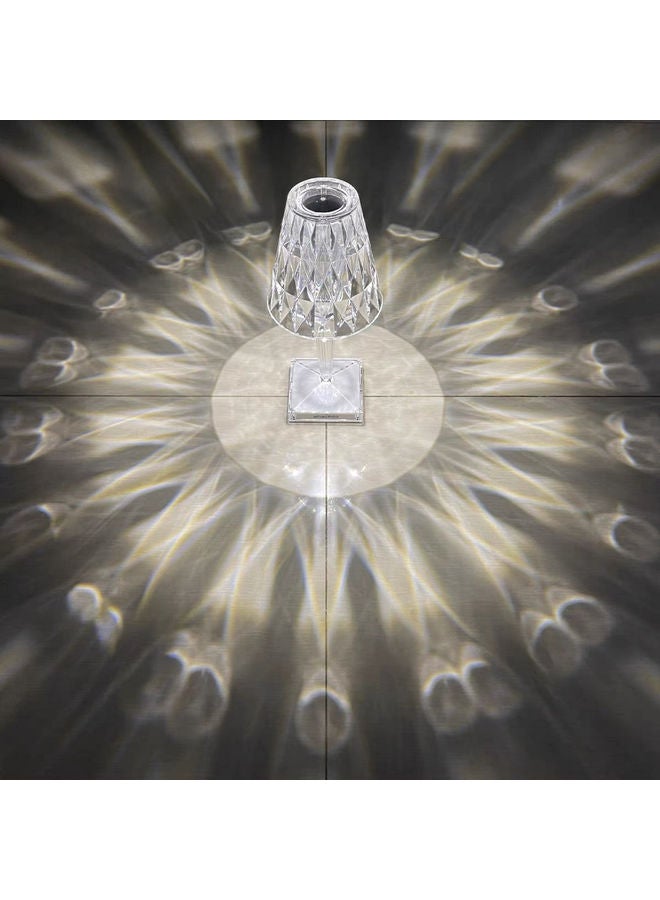 Sharpdo - 3-Way Touch Control Crystal Table Lamp With Dual USB Charging Ports Transparent 260x86ml - Image 1