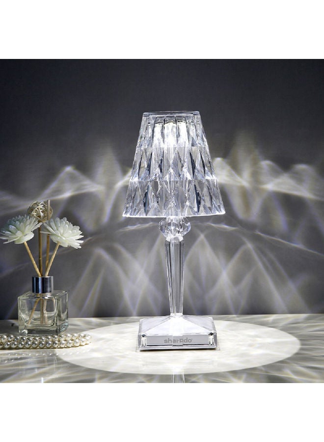 Sharpdo - 3-Way Touch Control Crystal Table Lamp With Dual USB Charging Ports Transparent 260x86ml - Image 1