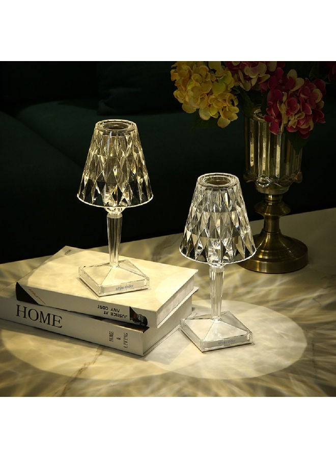 Sharpdo - 3-Way Touch Control Crystal Table Lamp With Dual USB Charging Ports Transparent 260x86ml - Image 1