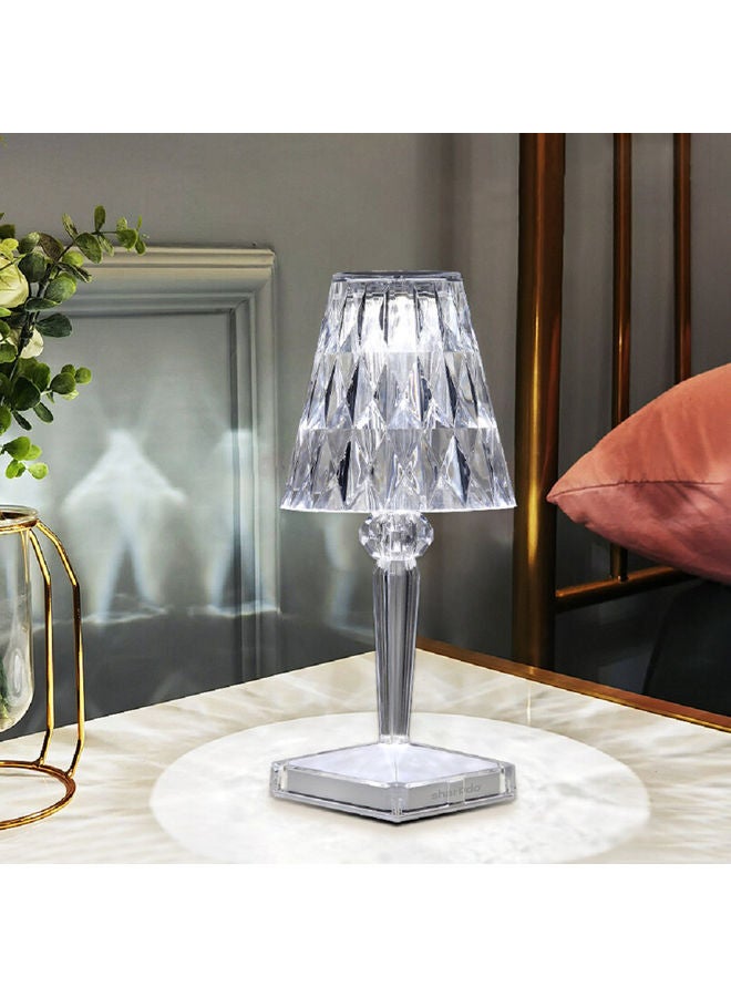 Sharpdo - 3-Way Touch Control Crystal Table Lamp With Dual USB Charging Ports Transparent 260x86ml - Image 1