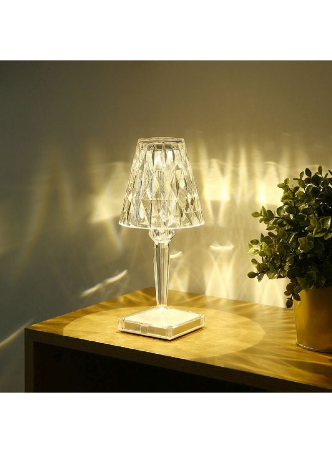 Sharpdo - 3-Way Touch Control Crystal Table Lamp With Dual USB Charging Ports Transparent 260x86ml - Image 1