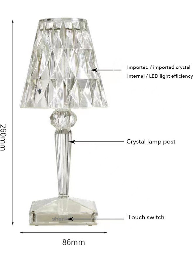 Sharpdo - 3-Way Touch Control Crystal Table Lamp With Dual USB Charging Ports Transparent 260x86ml - Image 1
