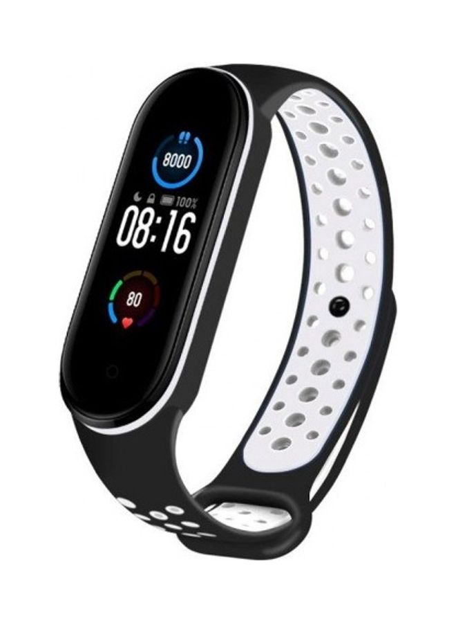 MARGOUN Replacement Silicone Strap For Xiaomi 5/Mi Band 6 White/Black  - Image 1