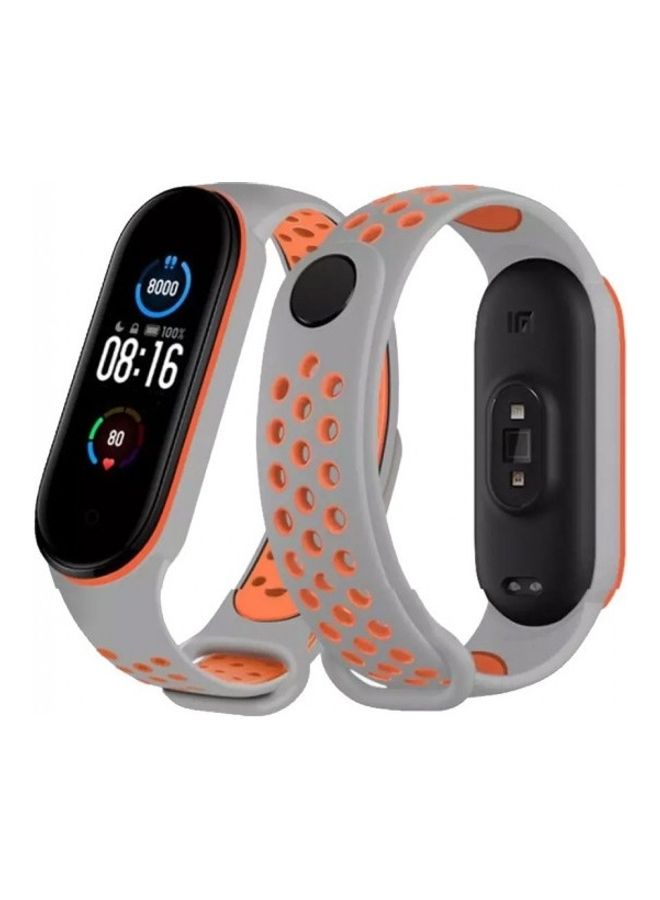 MARGOUN - Replacement Silicone Strap For Xiaomi 5/Mi Band 6 Orange/ Grey - Image 1