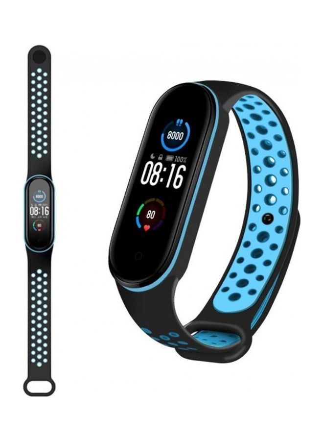 مارجون سوار بديل من السيليكون لساعة شاومي 5/ مي باند 6 أسود/أزرق - Image 4