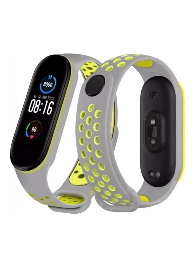 MARGOUN Replacement Silicone Strap For Xiaomi 5/Mi Band 6 Grey/ Green - Image 1
