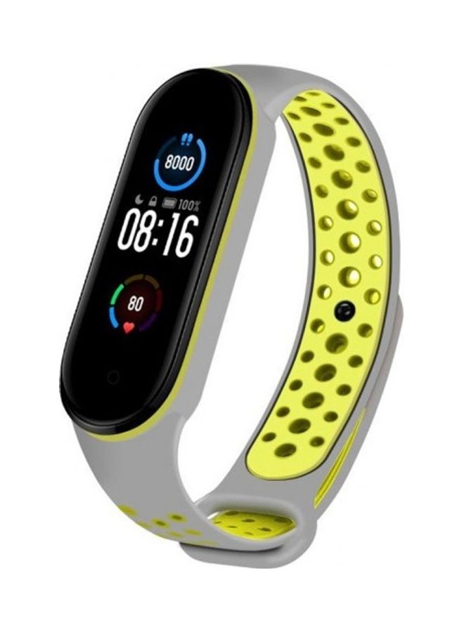 MARGOUN Replacement Silicone Strap For Xiaomi 5/Mi Band 6 Grey/ Green - Image 2