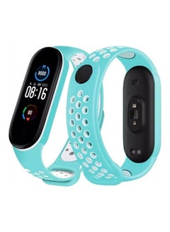 MARGOUN Replacement Silicone Strap For Xiaomi 5/Mi Band 6 Blue/White  - Image 2