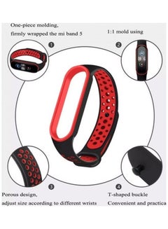 MARGOUN Replacement Silicone Strap For Xiaomi 5/Mi Band 6 Red/Black  - Image 4
