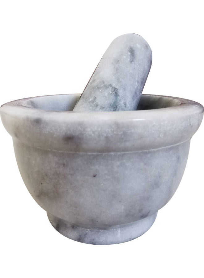 Natural Stone Grinder Marble Granite Mortar and Pestle Bowl Set Grey 10 x 7.5cm  - Image 4