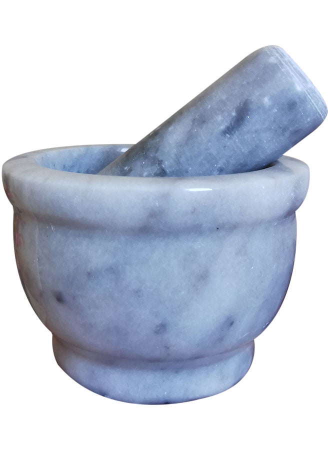 Natural Stone Grinder Marble Granite Mortar and Pestle Bowl Set Grey 10 x 7.5cm  - Image 4