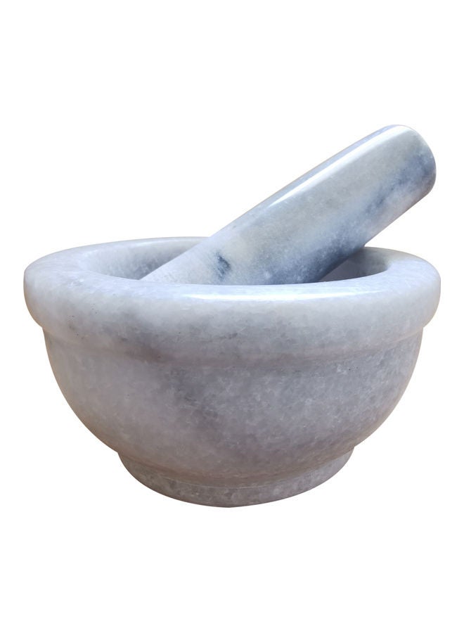 Natural Stone Grinder Marble Mortar and Pestle Bowl Set Grey  - Image 1