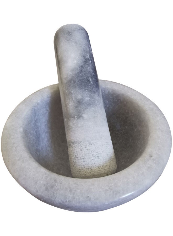 Natural Stone Grinder Marble Mortar and Pestle Bowl Set Grey  - Image 2
