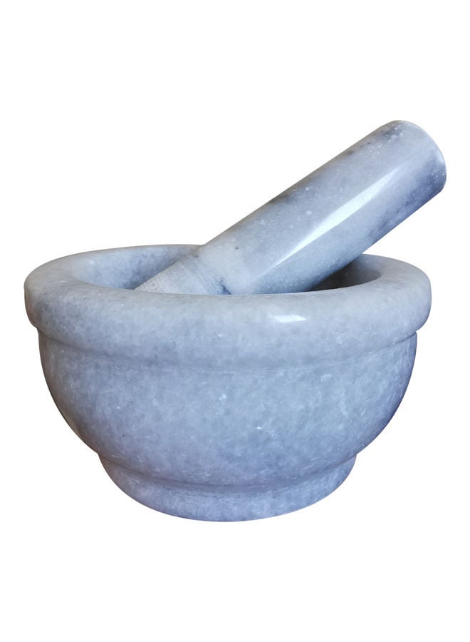 Natural Stone Grinder Marble Mortar and Pestle Bowl Set Grey  - Image 3