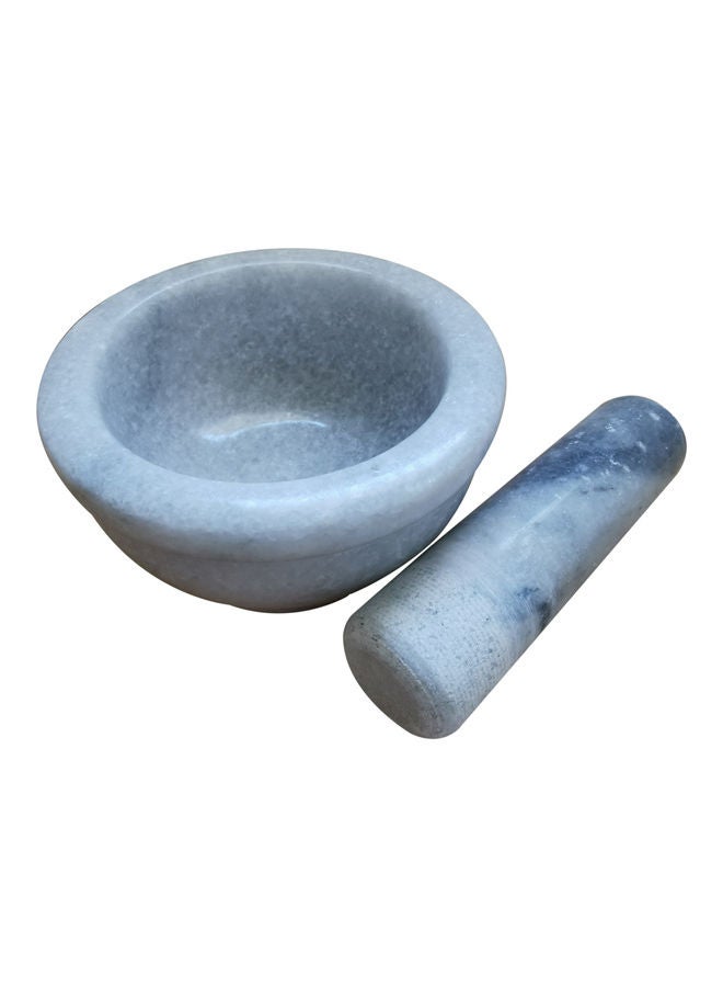 Natural Stone Grinder Marble Mortar and Pestle Bowl Set Grey  - Image 4