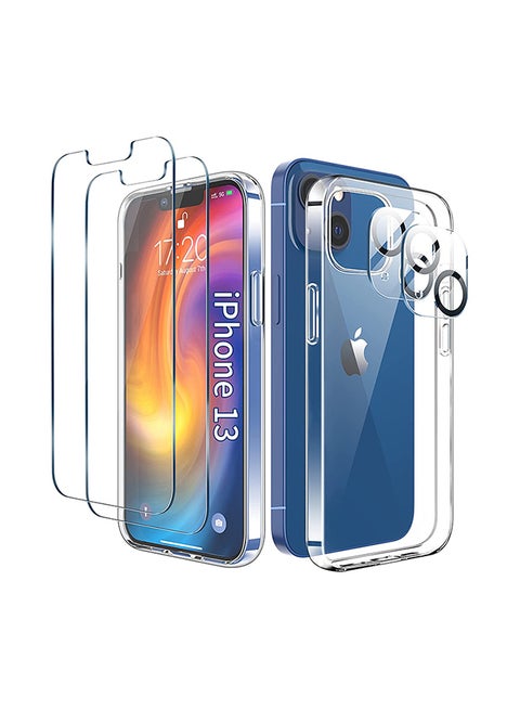 2 Tempered Glass Screen Protector and 2 Camera Lens Protector For iPhone 13 6.1 Inch Clear