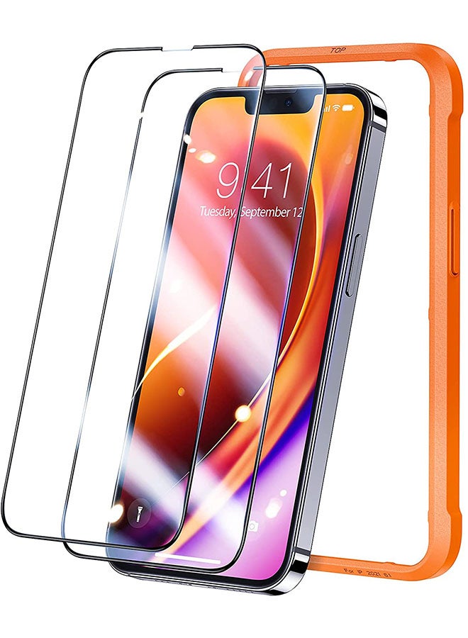 روك بو مجموعة لاصقات حماية للشاشة من الزجاج المقوى مكونة من قطعتين لهاتف آيفون 13 مقاس 6.1 بوصة أسود - Image 1