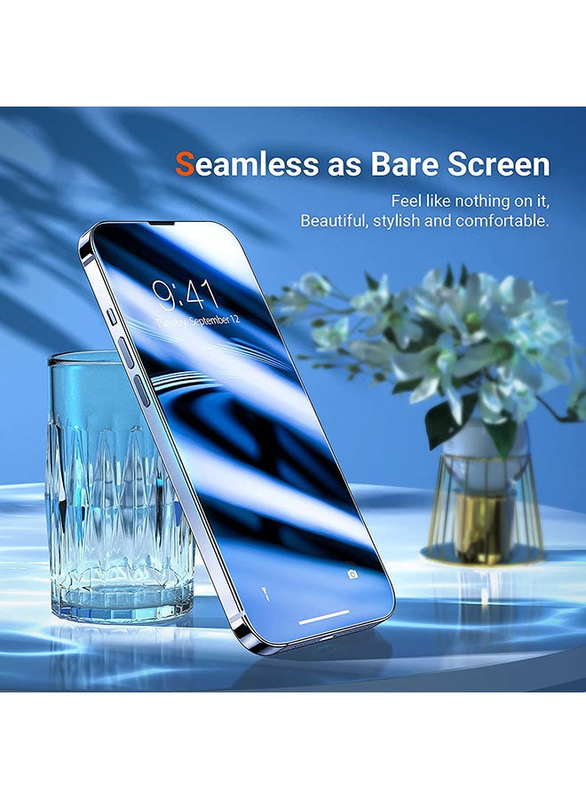 روك بو مجموعة لاصقات حماية للشاشة من الزجاج المقوى مكونة من قطعتين لهاتف آيفون 13 مقاس 6.1 بوصة أسود - Image 4