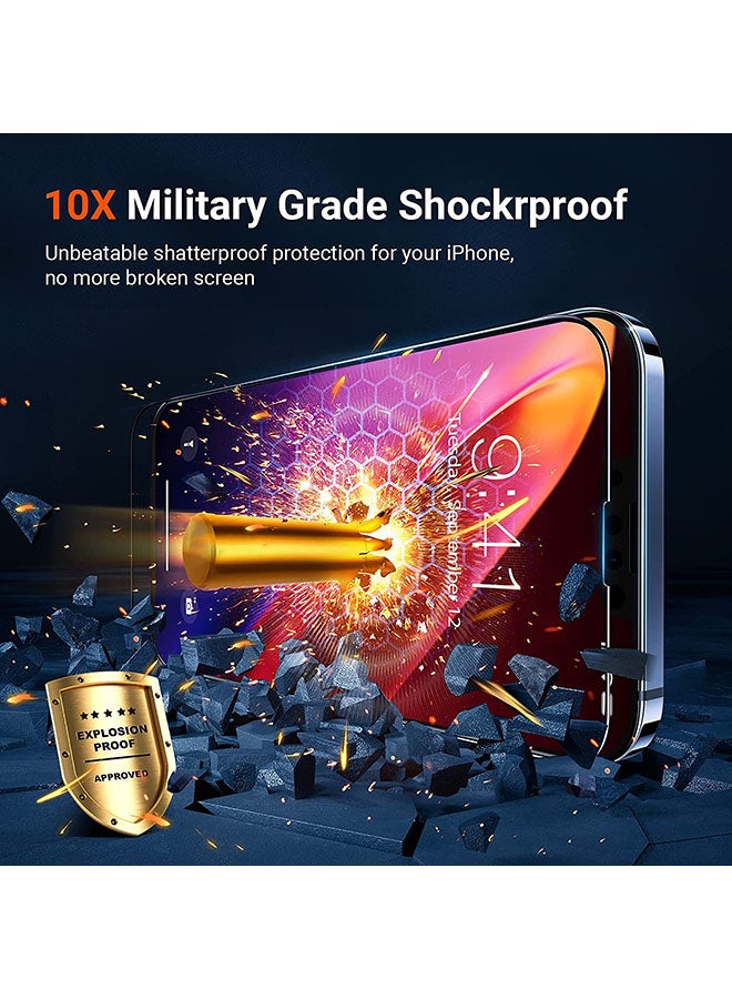 روك بو مجموعة لاصقات حماية للشاشة من الزجاج المقوى مكونة من قطعتين لهاتف آيفون 13 مقاس 6.1 بوصة أسود - Image 3