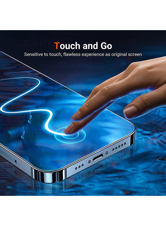 روك بو مجموعة لاصقات حماية للشاشة من الزجاج المقوى مكونة من قطعتين لهاتف آيفون 13 مقاس 6.1 بوصة أسود - Image 5