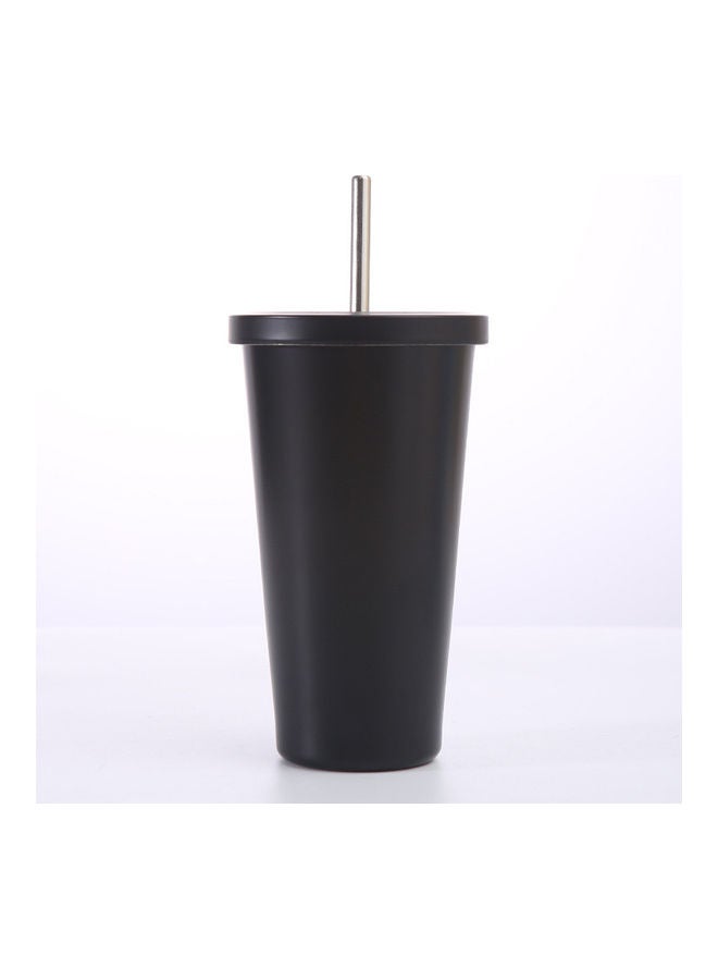 XiuWoo - Stainless Steel Insulated Coffee Tumbler Cup with Lid and Straw Black - Image 1
