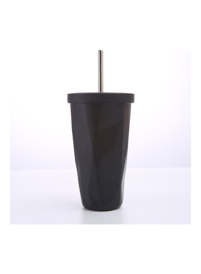 XiuWoo Stainless Steel Insulated Coffee Tumbler Cup with Lid and Straw Black  - Image 1