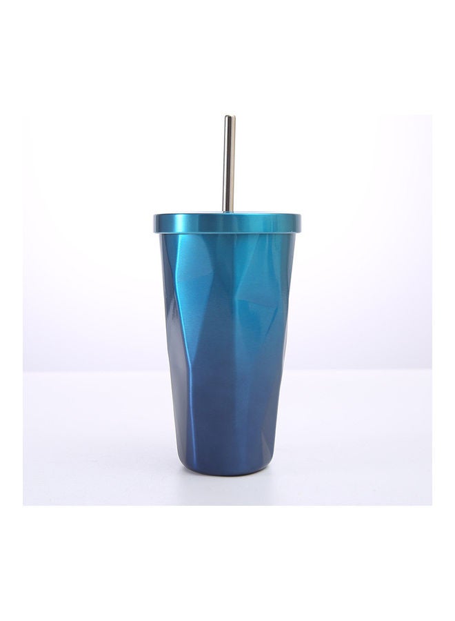 XiuWoo Stainless Steel Insulated Coffee Tumbler Cup with Lid and Straw Blue  - Image 1