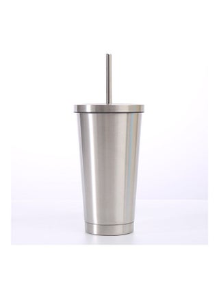Stainless Steel Insulated Coffee Tumbler Cup with Lid and Straw Silver - v1632035032/N50947177A_1
