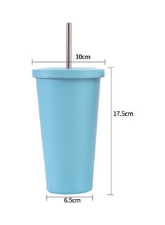 XiuWoo Stainless Steel Insulated Coffee Tumbler Cup with Lid and Straw Silver  - Image 3
