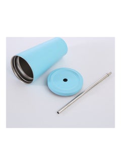 XiuWoo Stainless Steel Insulated Coffee Tumbler Cup with Lid and Straw Silver  - Image 4