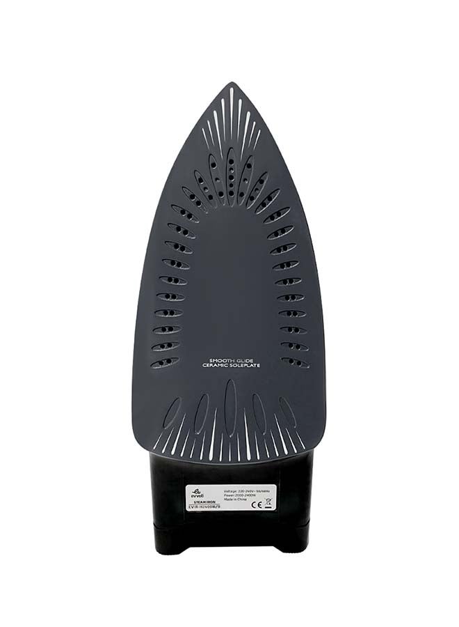evvoli Steam Iron With Ceramic Soleplate Auto Shut-Off With Anti-Drip 320 ml 2400 W H2400B Black - Image 2