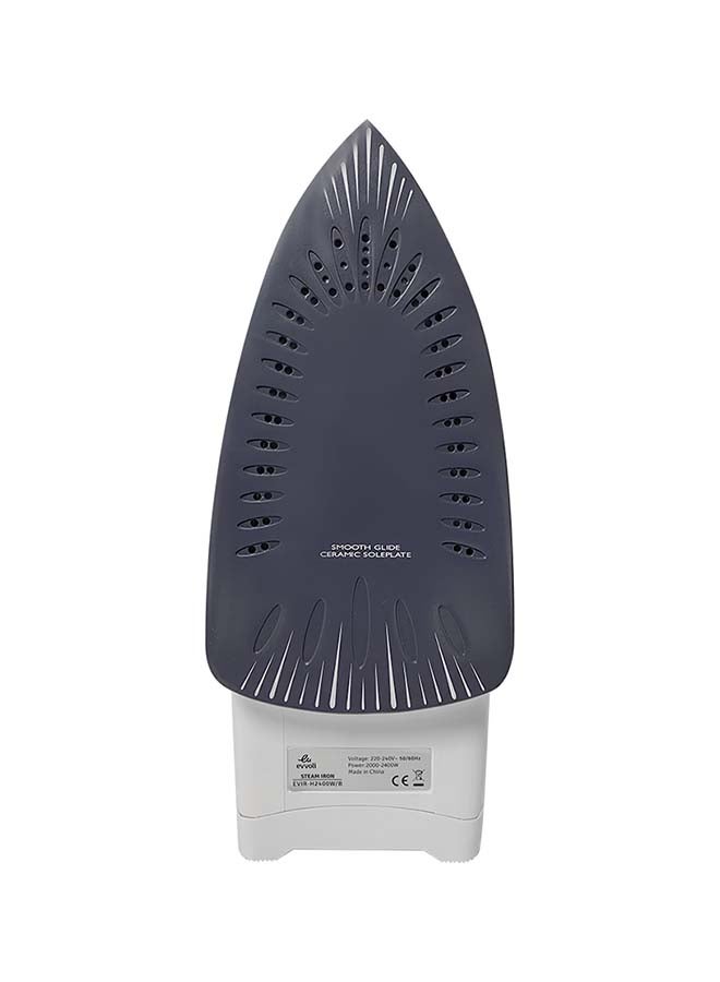 evvoli Steam Iron With Ceramic Soleplate Auto Shut-Off With Anti-Drip 320 ml 2400 W H2400W White - Image 2