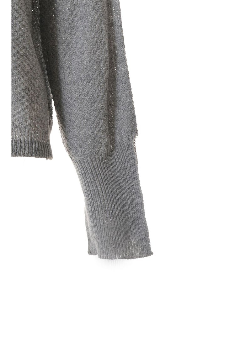 Aila - Solid drop shoulder sleeve split sweater Grey - Image 1