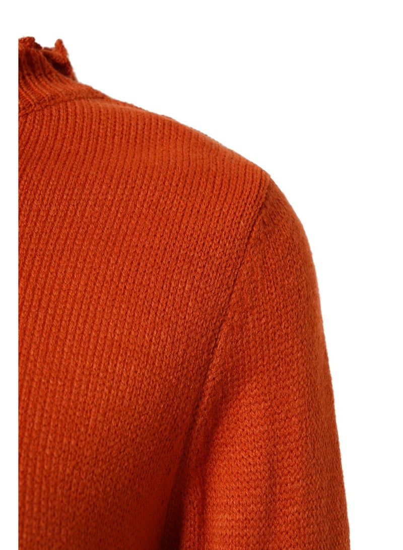Aila Stringy selvedge neck flared hem top sweater Orange  - Image 5