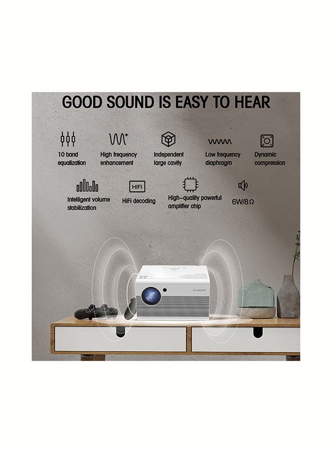 Wownect 4500 Lumens/Ideal Screen Size Upto 200 Inch For Small/Big Room Native Res 1080P/Full Hd Home Theater Gaming Portable With 120 Inch Projector PROJ-WO-56-W_SCR-04 White  - Image 5
